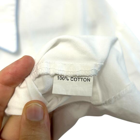 Emily Lacey Lake Forest Embroidered Night Shirt Vintage Women's Sz M White Beach - Picture 5 of 6